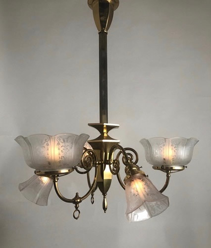 3 and 3 Gas and Electric Chandelier